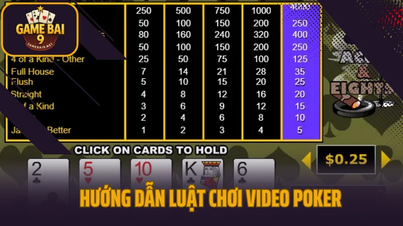 Video poker - kết hợp máy slot và bài poker cực độc lạ 3 Hướng dẫn luật chơi video poker